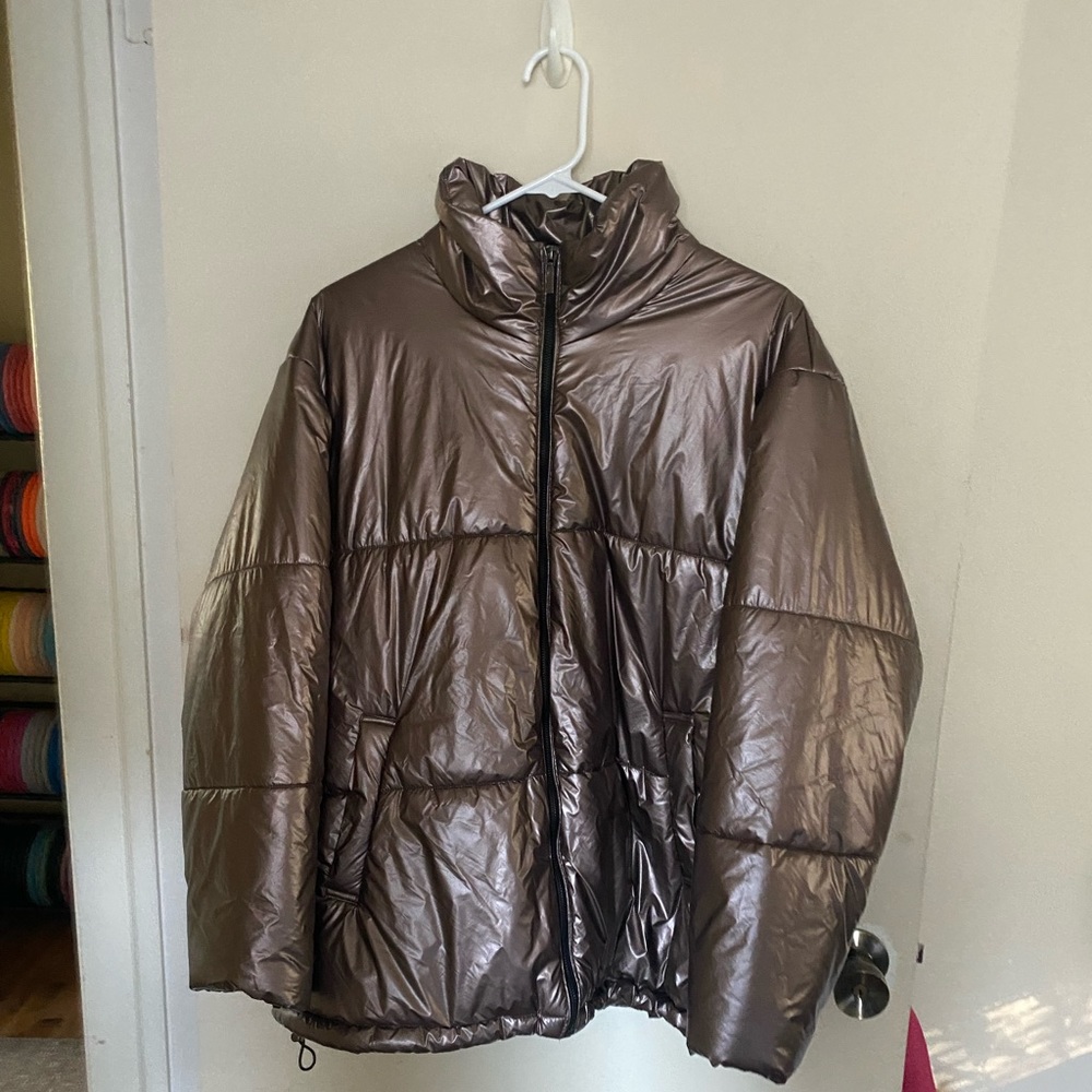 Brown puffer jacket